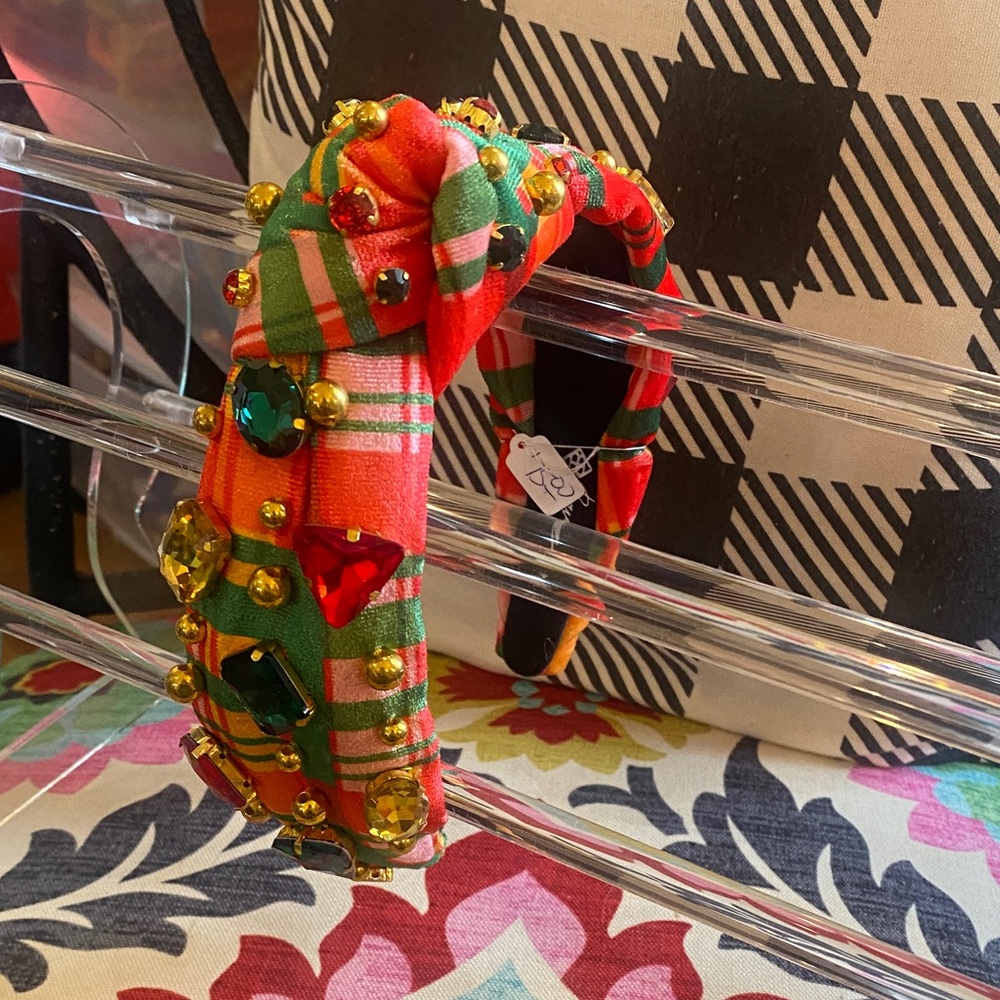 Embellished Red and Green Headband